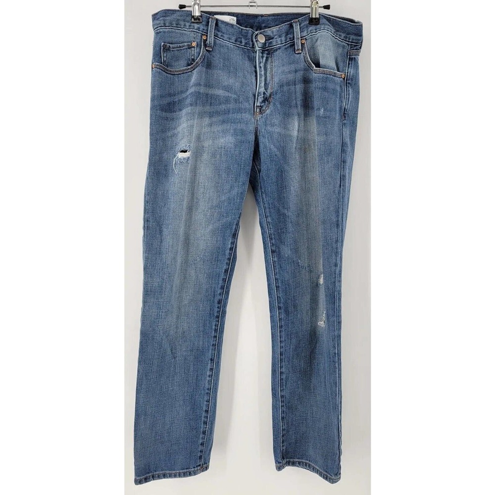 Gap Sexy Boyfriend Fit Blue Jeans Women's Size 28 100% Cotton Distressed Crop
